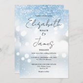 スクリプトモダンQRコード雪の結晶の冬の結婚式 招待状 (正面/裏面)