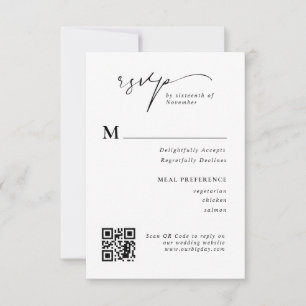 スクリプトモダンRSVP QRコード結婚の応答カード 出欠カード