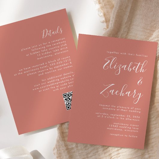 スクリプトモダンTerracotta QRコード結婚の 招待状