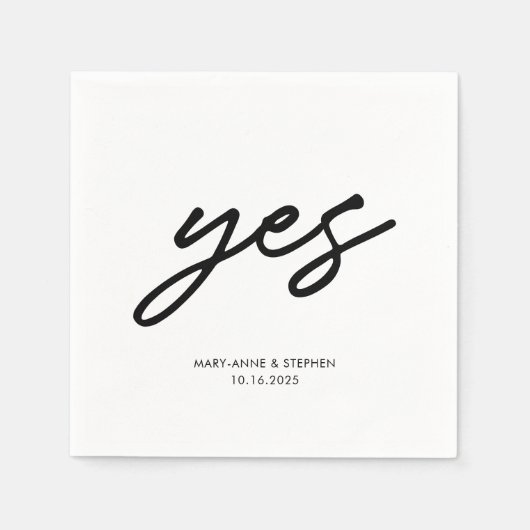 スクリプトモダンYes婚約結婚披露宴 スタンダードカクテルナプキン (正面)