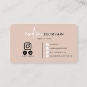 スクリプトモノグラムのタイポグラフィボホベージュQRコード 名刺 (裏面)