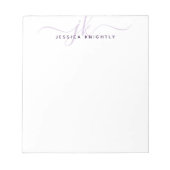 スクリプトモノグラムイニシャル名ミニマリストパープル ノートパッド (正面)