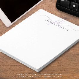 スクリプトモノグラムイニシャル名ミニマリストパープル ノートパッド