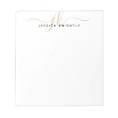 スクリプトモノグラムイニシャル名金ゴールドブラック ノートパッド (正面)