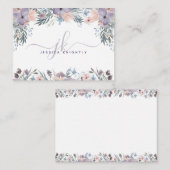 スクリプトモノグラムイニシャル紫フローラ野花 ノートカード (正面/裏面)