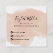 スクリプトモノグラムエレガントイニシャル赤面水色 スクエア名刺 (裏面)