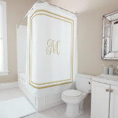 スクリプトモノグラムエレガント金ゴールド二重縁ど シャワーカーテン (インサイチュ)