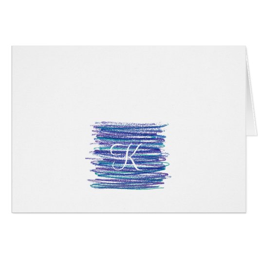 スクリプトモノグラムノートカード – 青い落書き (正面横)