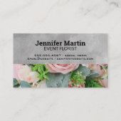 スクリプトモノグラムピンクのバラ花 名刺 (裏面)