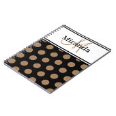 スクリプトモノグラムブラウン水玉模様白黒 ノートブック (左側)