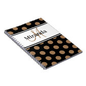 スクリプトモノグラムブラウン水玉模様白黒 ノートブック (右側)