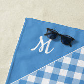 スクリプトモノグラムライトブルーバッファローチェックパターン ビーチタオル (インサイチュ)