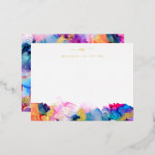 スクリプトモノグラムレインボーアルコールインクフォイルノートカード 箔シーズンポストカード (正面/裏面)