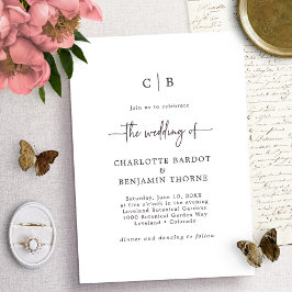 スクリプトモノグラム結婚式招待状 招待状