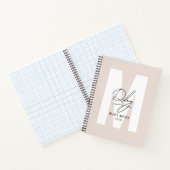 スクリプトモノグラム赤面ピンクモダンシック署名 ノートブック (内部)