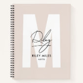 スクリプトモノグラム赤面ピンクモダンシック署名 ノートブック (正面)