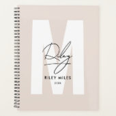 スクリプトモノグラム赤面ピンクモダンシック署名 プランナー手帳 (正面)