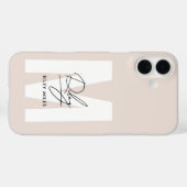 スクリプトモノグラム赤面ピンクモダンシック署名 Case-Mate iPhoneケース (裏面 (横))