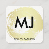 スクリプトモノグラム金ゴールド円形ブラシ スクエア名刺 (正面)