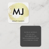 スクリプトモノグラム金ゴールド円形ブラシ スクエア名刺 (正面/裏面)