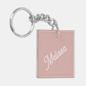 スクリプトモノグラム、モダン赤面ピンク キーホルダー (正面左)