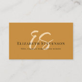 スクリプトモノグラムQRコードフォトタンブラウンガーリー 名刺 (正面)