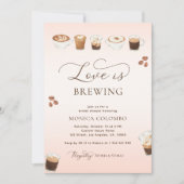 スクリプトラブはピンクコーヒーをブレンド ブライダルシャワー 招待状 (正面)