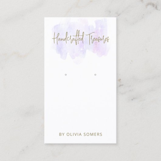 スクリプトラベンダーウォーターカラーイヤリングジュエリー表示 名刺 (正面)