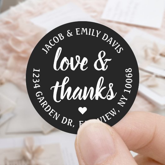 スクリプトラヴ感謝してい&ブラック&ホワイト差出人住所 ラウンドシール