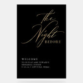 スクリプトリハーサルディナーブラック&金ゴールドへようこそ アクリルサイン (正面)