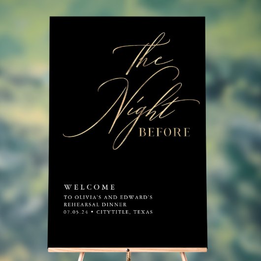 スクリプトリハーサルディナーブラック&金ゴールドへようこそ アクリルサイン (ニュートラル)