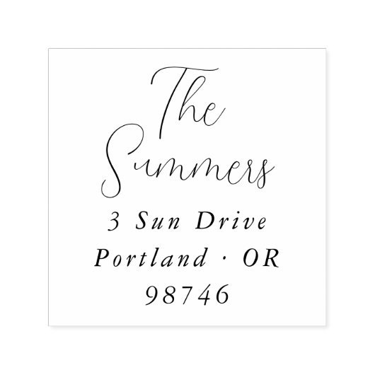 スクリプトレタリングファミリ名と差出人住所 セルフインキングスタンプ (デザイン)