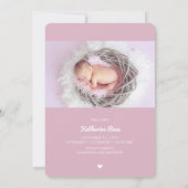 スクリプトレタリングベビーの発生のお知らせ 案内状 (裏面)