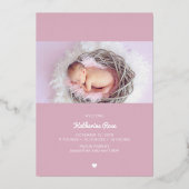 スクリプトレタリングベビーの発生のお知らせ 箔招待状 (裏面)