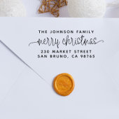 スクリプトレタリングメリークリスマス&ファミリー名 ラバースタンプ