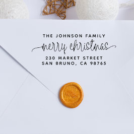 スクリプトレタリングメリークリスマス&ファミリー名 ラバースタンプ