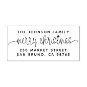 スクリプトレタリングメリークリスマス&ファミリー名 ラバースタンプ (インプリント)