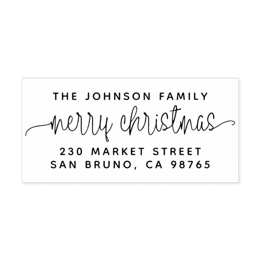 スクリプトレタリングメリークリスマス&ファミリー名 ラバースタンプ (インプリント)