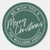 スクリプトレタリングメリークリスマス ラウンドシール (正面)