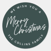 スクリプトレタリングメリークリスマス ラウンドシール (正面)