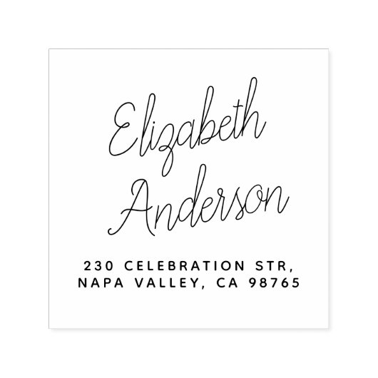 スクリプトレタリング名と差出人住所 セルフインキングスタンプ (デザイン)