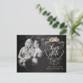 スクリプトレタリング日付フォトポストカードの保存 案内ポストカード (スタンド正面)