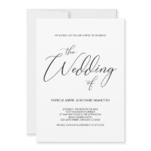 スクリプトレタリング白黒結婚式招待状
