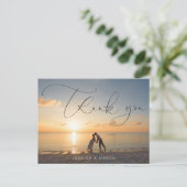 スクリプトレタリング結婚写真の感謝はがき ポストカード (スタンド正面)