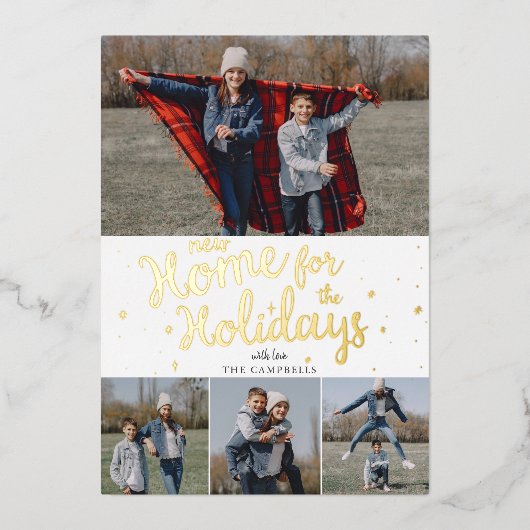 スクリプトレッドプレイド新しいホームfor休日の写真 箔シーズンカード (正面)