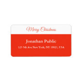スクリプトレッドホワイトテンプレートメリークリスマスアドレス ラベル (正面)