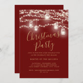 スクリプトレッドホワイトライトクリスマスパーティー 招待状 (正面/裏面)