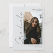 スクリプトレトログレーの卒業写真 卒業式 招待状 (正面)