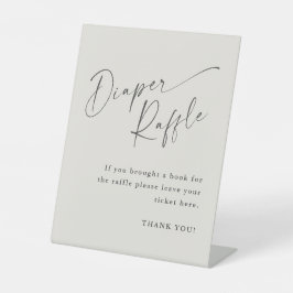 スクリプト中性ベビーシャワーおむつラッフル 台座サイン