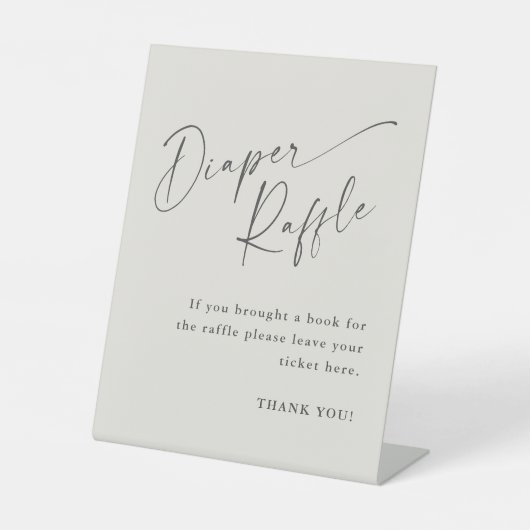 スクリプト中性ベビーシャワーおむつラッフル 台座サイン (正面)